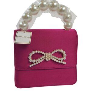 NWT Shiraleah Magenta Maude Mini Top Handle Bag With Pearl Bow & Chain Strap